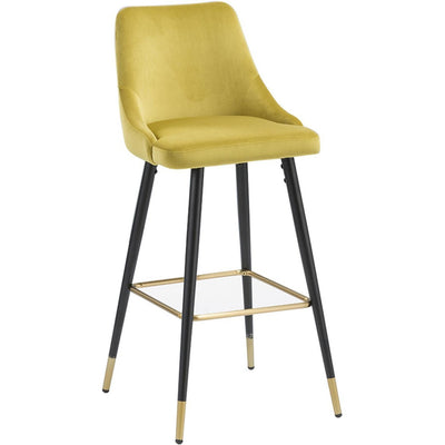 Auburn Yellow Velvet Upholstered Bar Chair, Set of 2 - bellafurnituretv