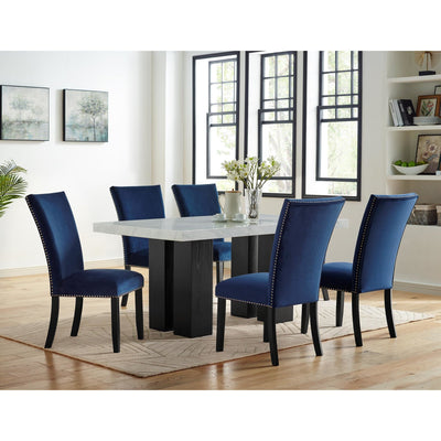 Iris Blue Faux Marble Dining Room Set - bellafurnituretv