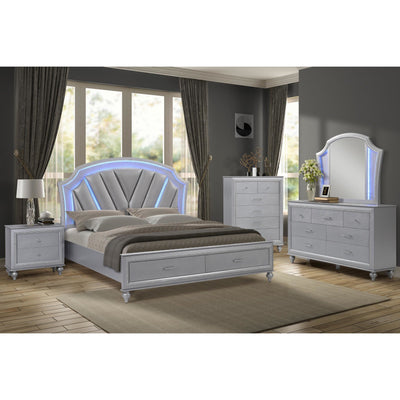 Vincent Silver Panel LED Storage Bedroom Set - bellafurnituretv