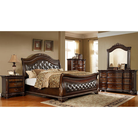 Milan Brown Sleigh Bedroom Set - bellafurnituretv