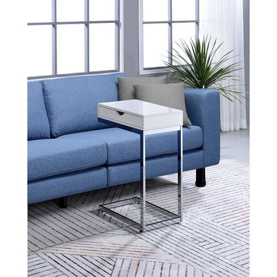 Lenora White/Chrome Chair Side Table - bellafurnituretv