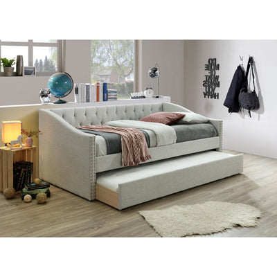 Giovanni Light Gray Twin Daybed with Trundle - bellafurnituretv