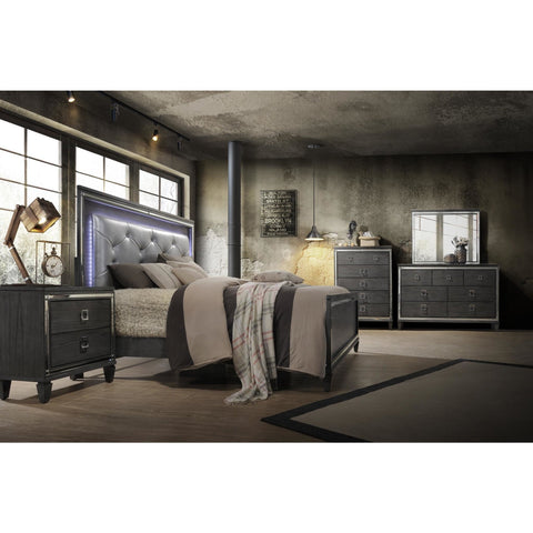 [SPECIAL] Skyler Gray LED Panel Bedroom Set - bellafurnituretv