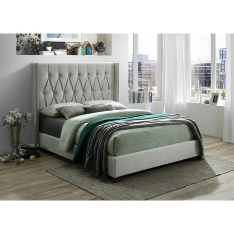 Kyrie Light Gray Queen Upholstered Bed - bellafurnituretv