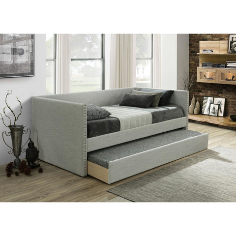 Rowan Light Gray Twin Daybed with Trundle - bellafurnituretv