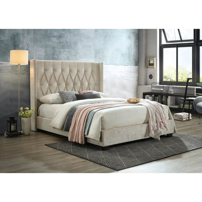 Kyrie Beige Queen Upholstered Bed - bellafurnituretv