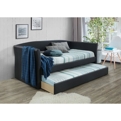 Lorenzo Dark Brown Faux Leather Twin Daybed with Trundle - bellafurnituretv