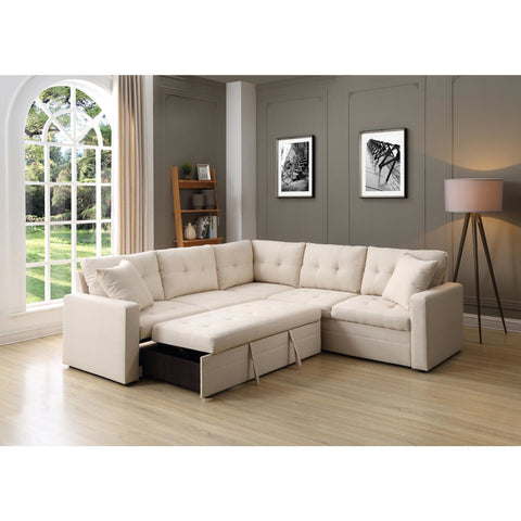 Clarke Beige Reversible Sleeper Sectional - bellafurnituretv