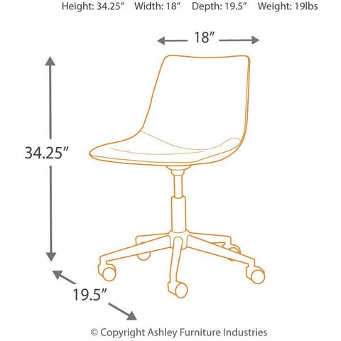 Brown Adjustable Home Office Swivel Desk Chair - bellafurnituretv