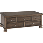 Flynnter Medium Brown Cocktail Table with Storage - bellafurnituretv