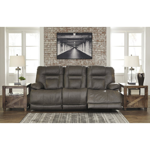 [EXCLUSIVE] Wurstrow Smoke Leather Power Reclining Living Room Set - bellafurnituretv