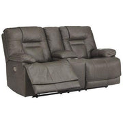 Wurstrow Smoke Leather Power Reclining Loveseat - bellafurnituretv