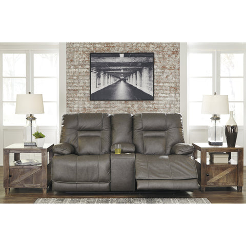 [EXCLUSIVE] Wurstrow Smoke Leather Power Reclining Living Room Set - bellafurnituretv