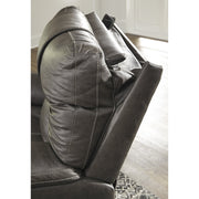 Wurstrow Smoke Leather Power Reclining Loveseat - bellafurnituretv