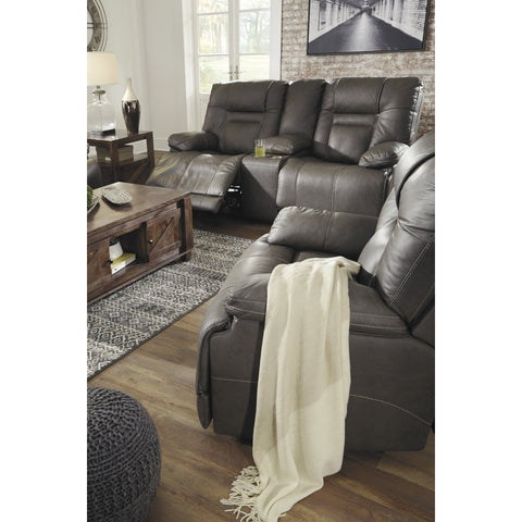 [EXCLUSIVE] Wurstrow Smoke Leather Power Reclining Living Room Set - bellafurnituretv