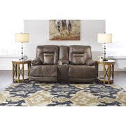 Wurstrow Umber Leather Power Reclining Loveseat - bellafurnituretv