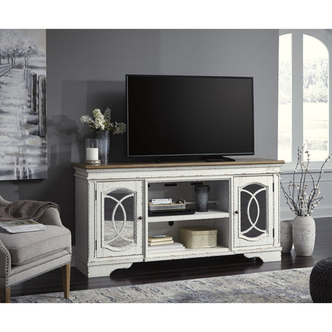 Realyn Chipped White XL TV Stand | W743-68 - bellafurnituretv
