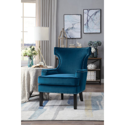 Lapis Blue Velvet Accent Chair - bellafurnituretv