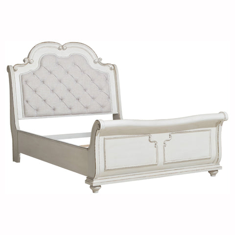 Willowick Antique White Queen Sleigh Bed - bellafurnituretv