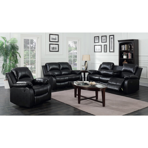 Astros Black 3-Piece Reclining Living Room Set - bellafurnituretv