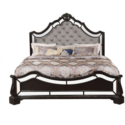 Bankston Dark Brown Mirrored Queen Panel Bed - bellafurnituretv