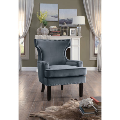 Lapis Gray Velvet Accent Chair - bellafurnituretv