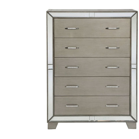 Cosette Silver Mirrored Panel Bedroom Set [FREE CHEST] - bellafurnituretv