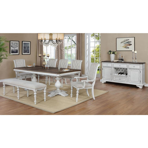 Bardot White/Brown Extendable Dining Set - bellafurnituretv