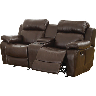 Marille Brown Bonded Leather Reclining Loveseat - bellafurnituretv