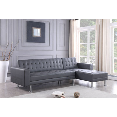 Bobby Gray Tufted Reversible Sectional - bellafurnituretv