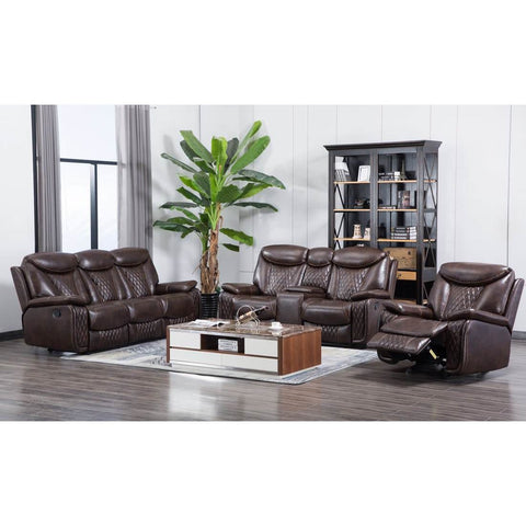 Chanel Brown 3-Piece Reclining Living Room Set - bellafurnituretv