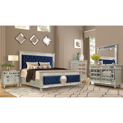 Bella Silver Mirrored Panel Bedroom Set - bellafurnituretv