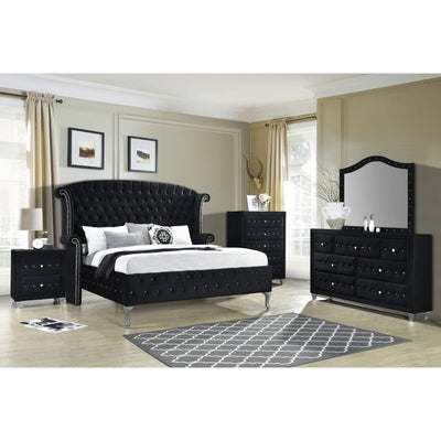 Sofia Black Velvet Platform Bedroom Set - bellafurnituretv