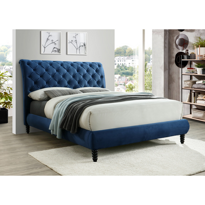 Romeo Navy Blue King Platform Bed - bellafurnituretv