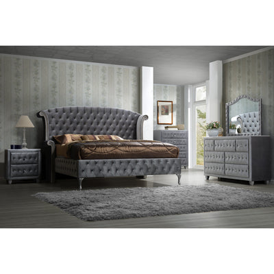 Sofia Gray Velvet Platform Bedroom Set - bellafurnituretv