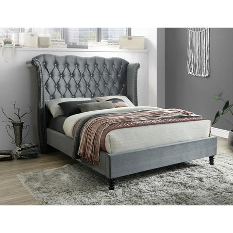 Hollywood Gray King Platform Bed - bellafurnituretv