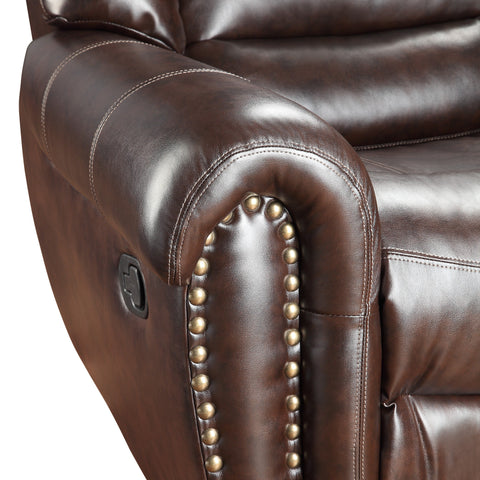 [SPECIAL] Center Hill Brown Bonded Leather Reclining Living Room Set - bellafurnituretv