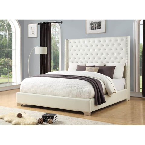 [SPECIAL] Diamond Tufted White 6 FT Queen Bed - bellafurnituretv