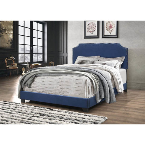 [SPECIAL] Erica Blue Velvet King Bed - bellafurnituretv