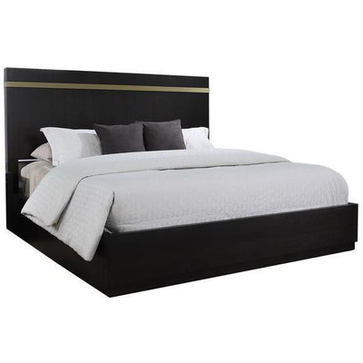 Lastra Black/Gold Queen Platform Bed - bellafurnituretv