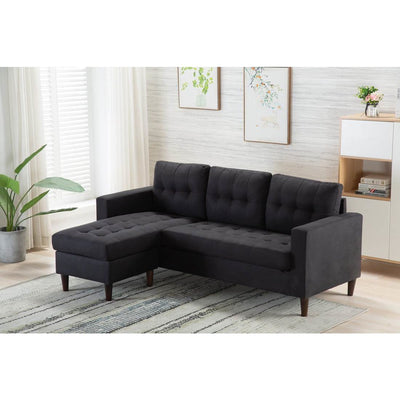 [SPECIAL] Kingdom Black Reversible Sofa Chaise - bellafurnituretv