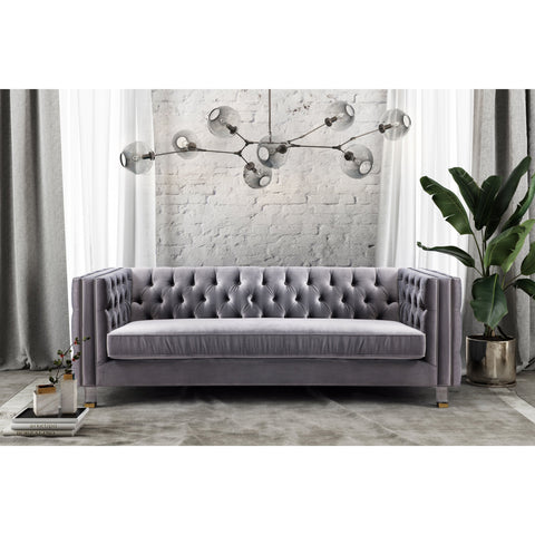 Rimini Grey Velvet Sofa - bellafurnituretv