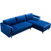 Como Navy Velvet RAF Sectional - bellafurnituretv