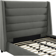 Koah Grey Velvet Queen Platform Bed - bellafurnituretv