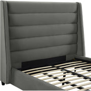 Koah Grey Velvet King Platform Bed - bellafurnituretv