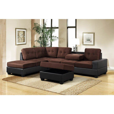 [HOT DEAL] Heights Chocolate/Black Reversible Sectional with Storage Ottoman - bellafurnituretv