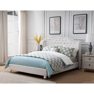 [SPECIAL] Paradise Diamond Tufted White Queen Platform Bed - bellafurnituretv