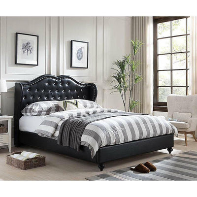 [SPECIAL] Paradise Diamond Tufted Black Queen Platform Bed - bellafurnituretv