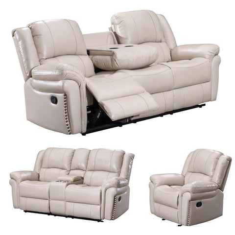 Monrose White 3-Piece Reclining Living Room Set - bellafurnituretv